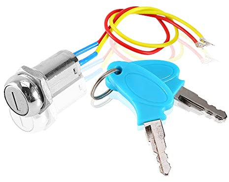 Akozon Interruttore di accensione per scooter per disabili, interruttore di blocco chiave elettrico, interruttore a chiave 24v, interruttore di accensione Caterpillar
