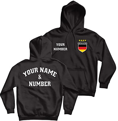 lepni.me Felpa con Cappuccio da Calcio Personalizzata | Hoodie con Il Tuo Nome e Numero | Germania Calcio 2026