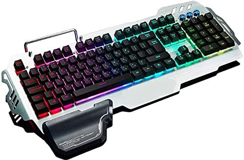 NCRD Tastiera Meccanica e Combo del Mouse RGB. Gaming 104 Tasti cablati USB Tastiere con Riposo da Polso Staccabile, per PC Gamer Computer Desktop.