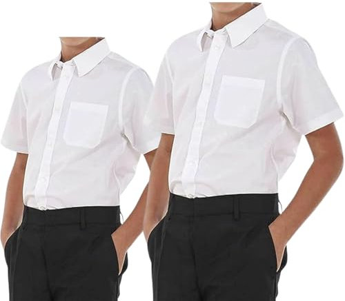Minni Rossa Men's White Dress Shirt Non Iron Pack of Two Half Sleeve Button Down Regular Fit (as8, Neck, 16_Point_5, Regular, Regular, Standard, White, 16.5)