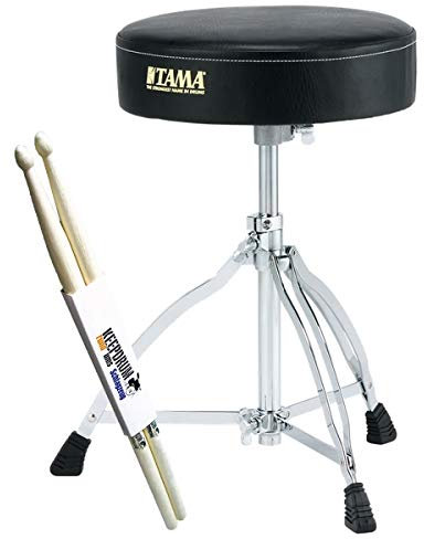 Generisch Tama HT130 Rundsitz Drumocker Schlagzeuger Sitz + keepdrum Drumsticks 1 Paar