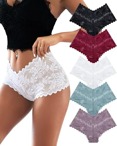 ALL OF ME 5-pack damunderkläder spets boxershorts kalsonger kvinnor brasilianska sexiga trosor hipster mjuk spets underkläder för kvinnor flerpack S–XL, A-5, S