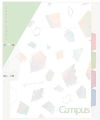 Kokuyo Campus Refillable Notebook, A4 Slim 2 Ring Binder Notebook with 5 Subject Dividers, 100 Sheets Capacity. Suitable for 30 Holes Loose Leaf Paper, Mineral Pistachio Green (Le-PP158-L4LG)