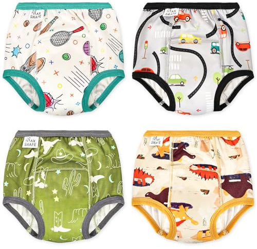 Heekcaa Toilette Training Hose, Töpfchen Training Hose für Jungen, Kleinkind Wiederverwendbare Training Hose, Töpfchen Training Unterwäsche, 4 Packungen (Blau, 3 Jahre)