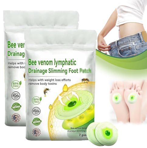 Bee Venom Lymphatic Drainage Slimming Foot Patch - Bee Venom Lymphatic Drainage Patch, Bee Venom Foot Patch, Lymphatic Drainage Patch, Detox Foot Pads (2 Pack)