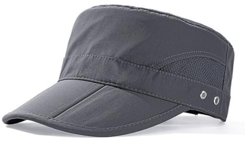 QI YUAN Army Cap Herren Kurzer Schirm Militärkappe Sommer Schnell Trocknend Sonnen Schirm (DE/NL/SE/PL, Numerisch, 56, 60, Grau)