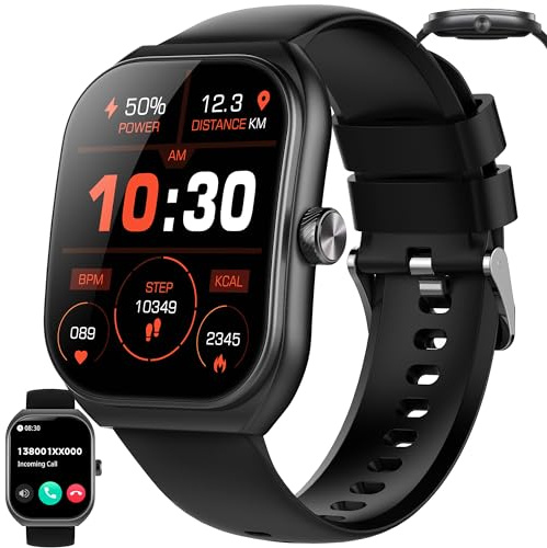 2,01 AMOLED Montre Connectée Homme avec Appel Bluetooth 5,2, Smartwatch Compatible Samsung Huawei Xiaomi Android iOS Podometre GPS Partagé Montre 123 Sports Cardiofrequencemetre (Noir)