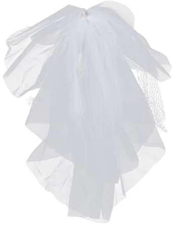 COLLBATH Brautschleier Aus Tüll Mit Schleife Kurz Für Damen Elegantes Hochzeitsaccessoire