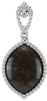 Cavill Versteinertes Holz Silberanhänger 925er Sterling Silber, 3,469 ct Marquise Cabochon, Polnisches Fossilholz, Ovale Form, Eleganter Naturstein Schmuck 25x13 mm