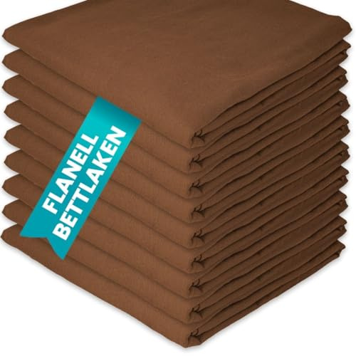 Flanell Bettlaken 120x200 cm Braun Baumwolle ohne Gummizug