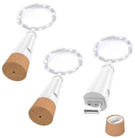 OUSMIN LED Flaschenlichter, USB Wiederaufladbare Kork Lichterkette, Fairy Lights für Weinflaschen, Weihnachtsdeko 2025