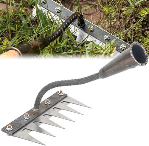 Rateau De DéSherbage Berthaus, Outil De RâTeau De DéSherbage, RâTeau en MéTal Durable pour Terre Et Pelouse (6 Dents)