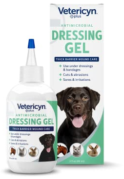Vetericyn Plus Wound Dressing Gel for Animals| Thick Barrier Wound Care for Cats, Dogs, Horses, and Small Animals, Works on Wounds and Skin Irritations. 3 Ounces