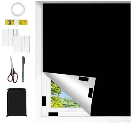 Rideau Occultant pour Fenêtre, 145 x 300 cm, Rideaux Occultants pour Intérieur avec Velcro sans Trous Portatifs, Isolants Thermiques Temporaires pour Crèche, Chambre à Coucher, Mezzanine