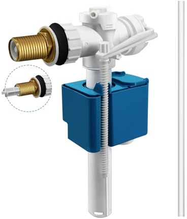 MendorioToilet Cistern Fill Valve, Universal 1/2 Brass Side Entry Inlet Valve, Includes Refill Tube, Filter, Pack of 1.