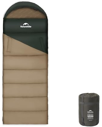 Naturehike Sacco a pelo con cappuccio per campeggio, leggero e confortevole, ideale per avventure all'aria aperta e viaggi (Blu scuro + Azzurro/Sinistro (8,5~4°C))