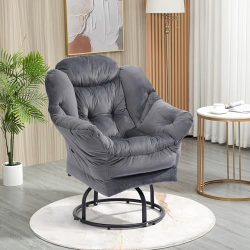 TinFrey Sessel Drehbar XXL - Bequemer Relaxsessel mit weicher Veloursstoff & Stahlgestell, 227kg Traglast, einfache Montage, Lounge Chair für Wohnzimmer, Homeoffice, Lesesessel