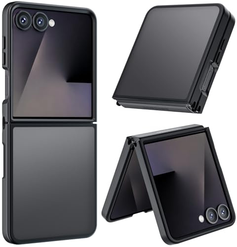 ACRONIX Cover per Samsung Galaxy Z Flip 7, Custodia Samsung Z Flip7, Traslucida Opaca Posteriore Hard PC con Bumper Silicone TPU Sottile Antiurto Protettiva Case, Nero