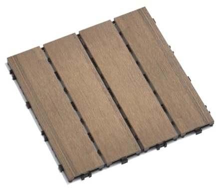 UBOHUZ Dalles De Terrasse en Composite Lot de 11 Dalles de terrasse en Composite Bois-Plastique à emboîter soi-même