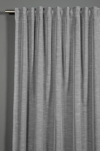 Sehlbach Tenda pronta per l'uso con fettuccia, Effetto lino, Grigio, 140 x 175 cm, Combinazioni versatili, Opaca, Traslucida, Certificato Oeko-Tex, Montaggio facile