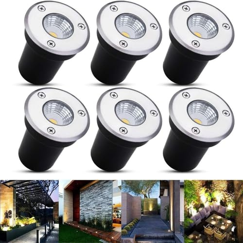 GUODDM 6PCS Recessed LED Outdoor Floor Lamp - 3W Outdoor Recessed Spot Light(Neutral,3W(DC12V))