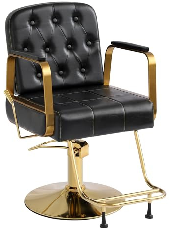 Anunweldo 360-Grad-Drehung Friseurstuhl, Kippbarer Hydraulisch Friseurstuhl für Schönheitssalon Friseursalon (Schwarz)