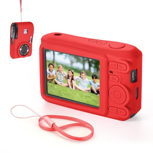 YUULNMOP Coque en Silicone pour Appareil Photo Kodak PIXPRO FZ45, Anti-Rayures - Protection complète - Souple avec dragonne - pour Appareil Photo numérique FZ45 - Rouge