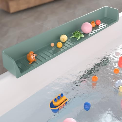 Aqqwxyq Splash Guard for Bathtub, Silicone Bathtub Water Guard for Tub Kids, Bath Tub Play Shelf Toy Holder for Kids, Tub Splash Guard Prevent Water Spills in Bathroom, Toddler Bath Essentials (Aqua)