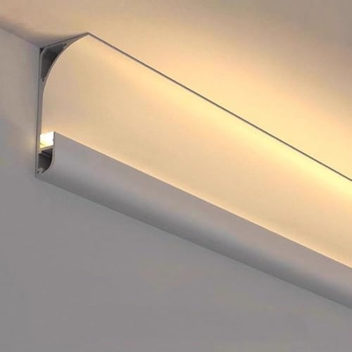 Aluminum Crown Molding Lighting, Led Light Channel Diffuser Indirect Lighting Aluminum Extrusion Profiles LED Skirting Baseboards for Wall/Ceiling/Skirting Line Edge(Neutral light,1.2m/3.9 ft)