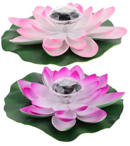 DOITOOL 2 Pièces Lampe Solaire Lotus Flottante Décorative LED pour Jardin et Bassin Éclairage Étanche Forme de Fleur pour Décoration Extérieure Ambiance Méditative et Ornement Paisible