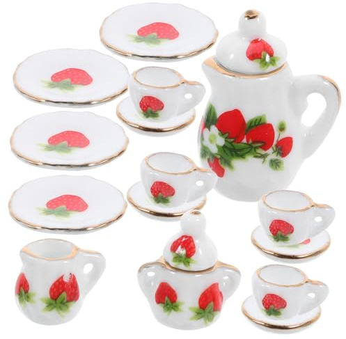 Gatuida Té Miniatura de Cerámica para Casa de Muñecas Escala Tetera y Tazas Decoración de Porcelana para Coleccionistas de Juguetes Divertidos