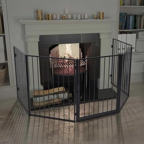 Grille de protection de cheminée pour animaux en acier - Grille de sécurité pour cheminées et poêles à bois - Grille robuste noire pour protéger les enfants et les animaux domestiques - Idéale pour