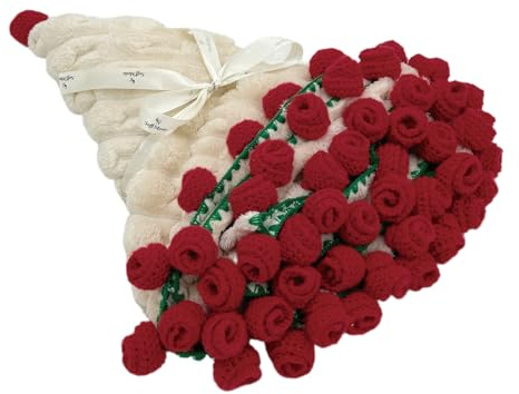 SoffMoiis Flowers Bouquet Blanket, Plush Flannel Rose Bouquet Throw Blankets Gifts for Mother's Day, Birthday, Valentine'Day, Home Decor, Bed, Sofa (39 Inches)