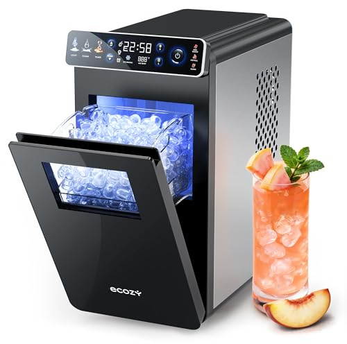 ecozy Ice Maker Machine Countertop, 24H Timer, Full-Color Pane, Small Size