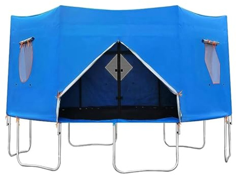 Trampoline Tent, Waterproof UV Protection Trampolines Tent, Trampoline Top Round Shade Cover, Sunscreen for Ourdoor Parties, Picnics, and Community Activities (Blue, Straight Type 10FT-8 Poles)