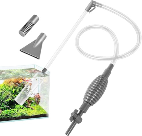 Omnikryp Sifone Acquario, Pompa Pulizia Acquario Manuale, 1.7m Kit di Pulizia per Acquari, per Cambio Acqua, Lavaggio della Sabbia, Filtraggio E Circolazione dell'Acqua