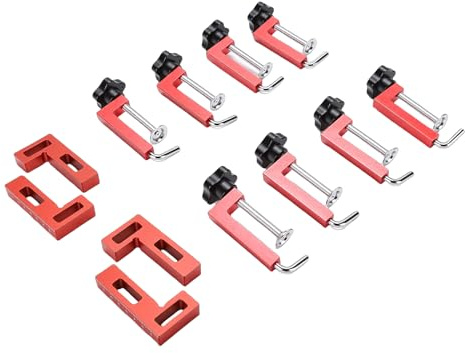 ViaGasaFamido Jeu de Serre-joints D'Angle, 4 équerres de Positionnement et 8 Serre-joints à Angle Droit avec Graduation, pour le Montage de Meubles en Bois, de Tiroirs et de Cadres d'armoires.