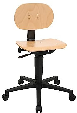 Topstar 72210HO1 TEC 11, Bürostuhl, Arbeitshocker, Rollhocker, Werkstatthocker, Holz (Buche), 44D x 38W x 55H cm