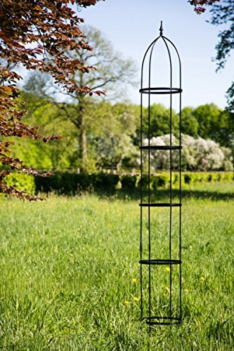 KUHEIGA Rankgerüst H: 300cm hoch, 10mm Volleisen Obelisk SCHWARZ H: 100cm, Rankhilfe,