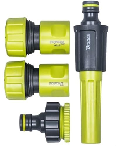 Bradas 4-teiliges Sprühset Gartenschlauch Spritzdüse Schnellkupplung für Schlauch 3/4 Lime LINE LE-05500-34K 4505