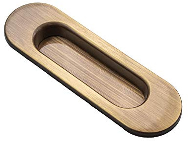 Gedotec Design Muschelgriff Schiebetür Einlassgriff Oval Schiebetürgriff versenkt bronze brüniert - FI10005 | 125 x 40 mm | Möbelgriff Antik zum Einlassen | 1 Stück - Ziehgriff Vintage mit Schrauben