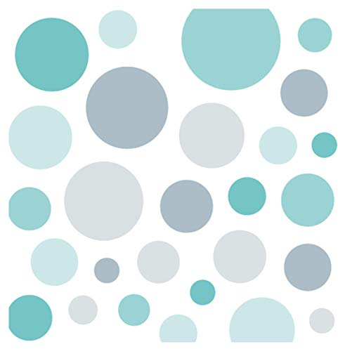 Little Deco Wandsticker 86 Punkte Kinderzimmer Junge Mädchen Kreise | türkis grau | viele Farben Wandtattoo Klebepunkte Wandaufkleber Dots bunt DL390