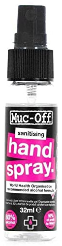 Muc-Off Antibacterial Hand Sanitiser, 32ml - 80% Alcohol Antibacterial Hand Wash - Effective Hand Sanitiser Spray for Home, Office and Travel