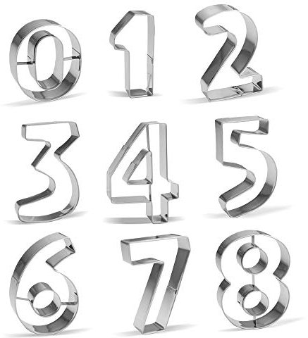Number Cookie Cutter Set, from 0 to 8-9 Piece - Stainless Steel