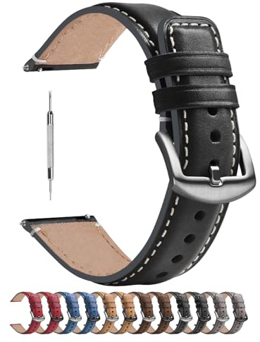 Fullmosa 6 Colores para Correa Reloj de Cuero Pulido 18 mm/20 mm/22 mm, Yola Serie Pulsera de Piel para Relojes de Liberación Rápida para Hombres Mujeres