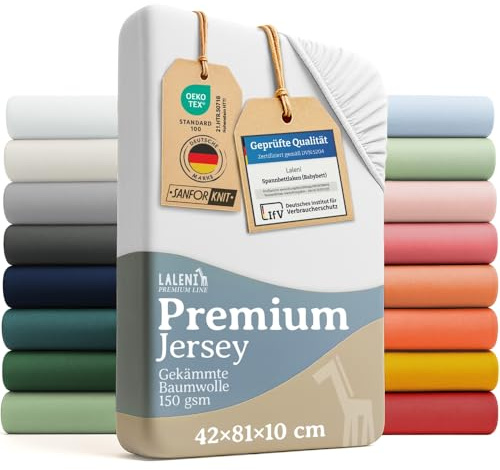 Laleni Premium Spannbettlaken, 42x81cm, für Babybett & Kinderbett, 100% Baumwolle, Oeko-TEX Zertifiziert, 2er Set, Weiß