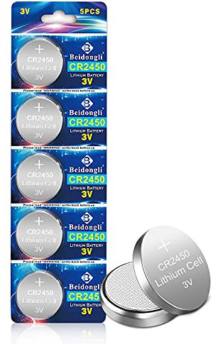 CR2450 3V Lithium Knopfzellen CR 2450 Batterien 5 Stück【5 Jahre LagerGarantie】 (cr2450 5p)