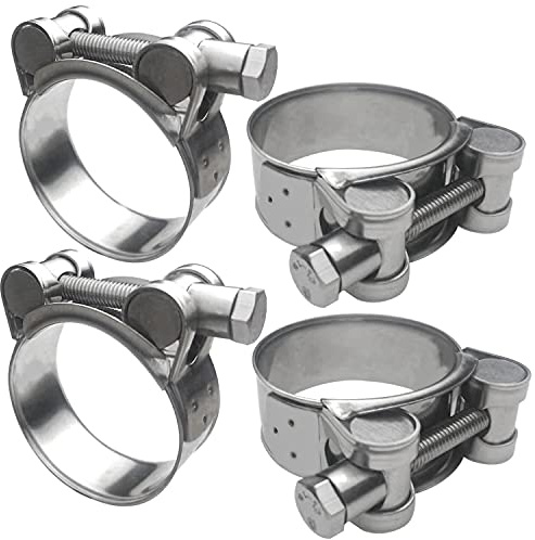 GZcaiyun 4 STK Rohrschelle Edelstahl 304, Auspuffschelle 44-47mm Silber Glatte Außenfläche, für Auf Bau, Lkw, Marine und Motorradauspuff