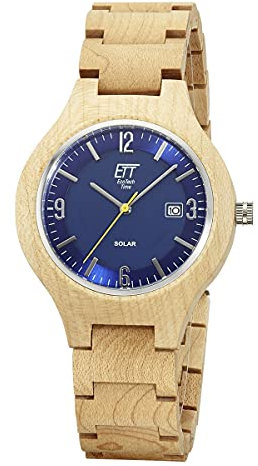 ETT Eco Tech Time Solar Herren Uhr Analog mit Holz Armband EGW-12127-32SET