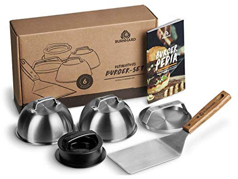 BURNHARD Edelstahl Burger Smasher, 14 cm, Grillpresse, Hamburgerpresse, Spülmaschinenfest